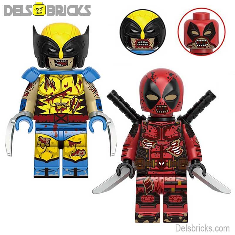 Marvel Lego Custom Minifigure Set - Zombie Deadpool & Wolverine Set of 2