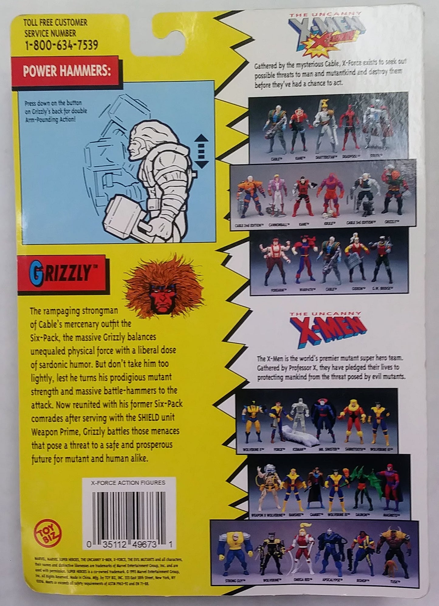 Marvel carded action figure - Grizzly (X-Force)